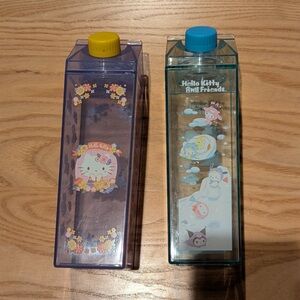 2 Hello Kitty Clear Cartoon Water Bottle